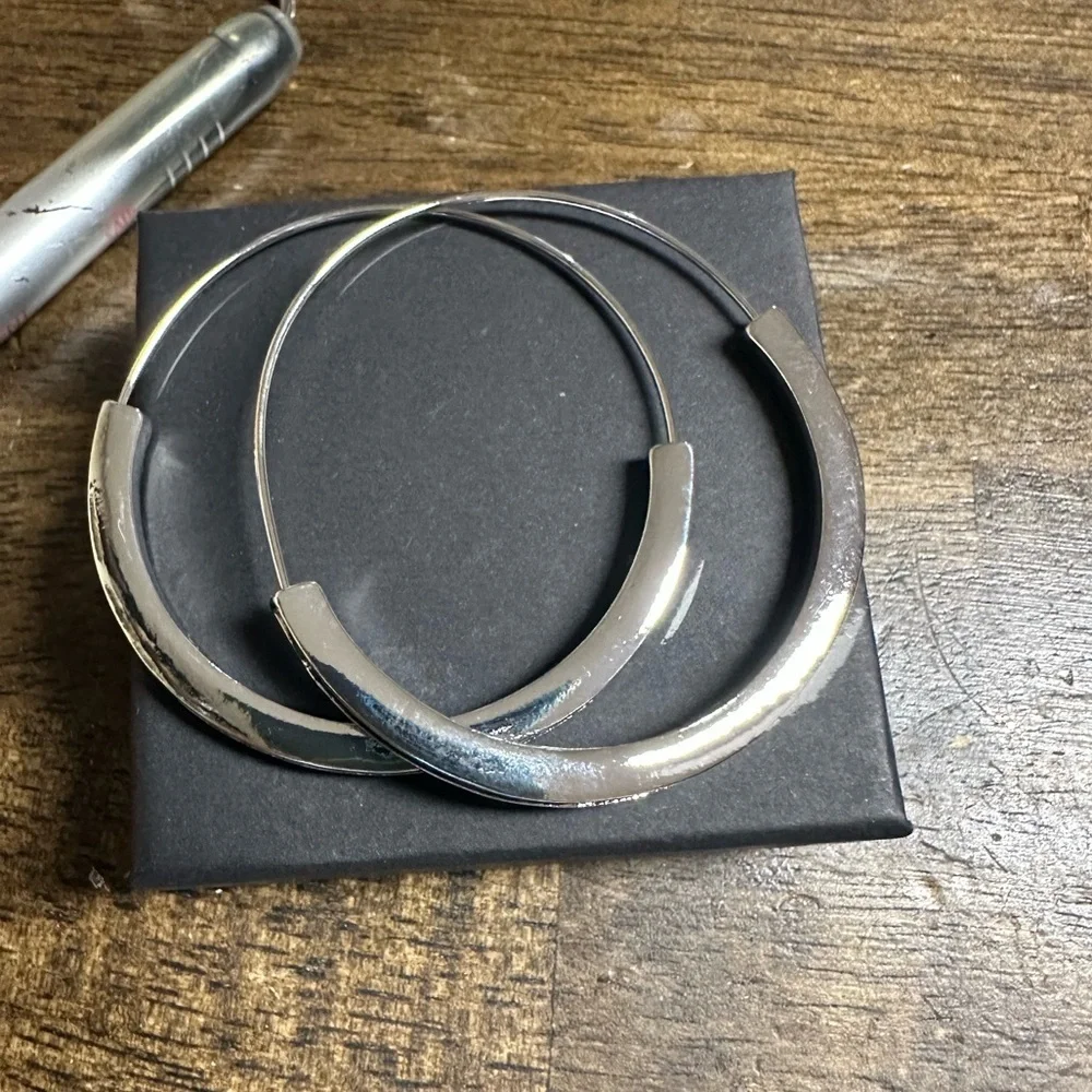 Anthropologie Wenka silver Hoop Minimalist earrings Mirror